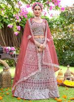 Net Pink Wedding Wear Embroidery Work Lehenga Choli